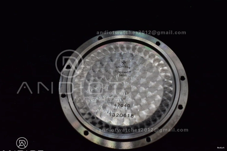 Rubber Overseas Strap Black on SS Black Dial 8F Maker 0317